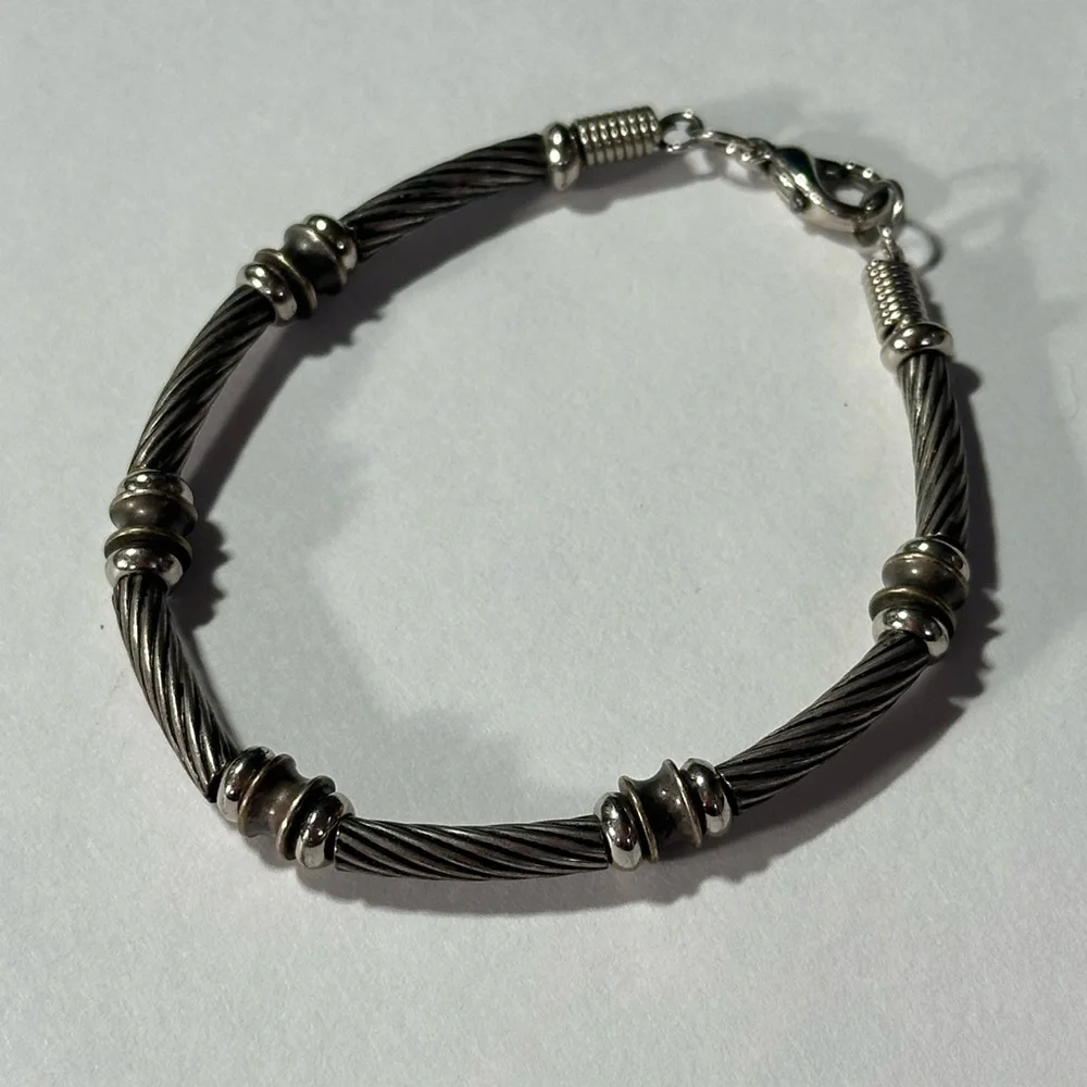 OlderBrotherCore 90s Y2K Tribal Rubber Black Cable Beaded Bracelet Emo Scene
